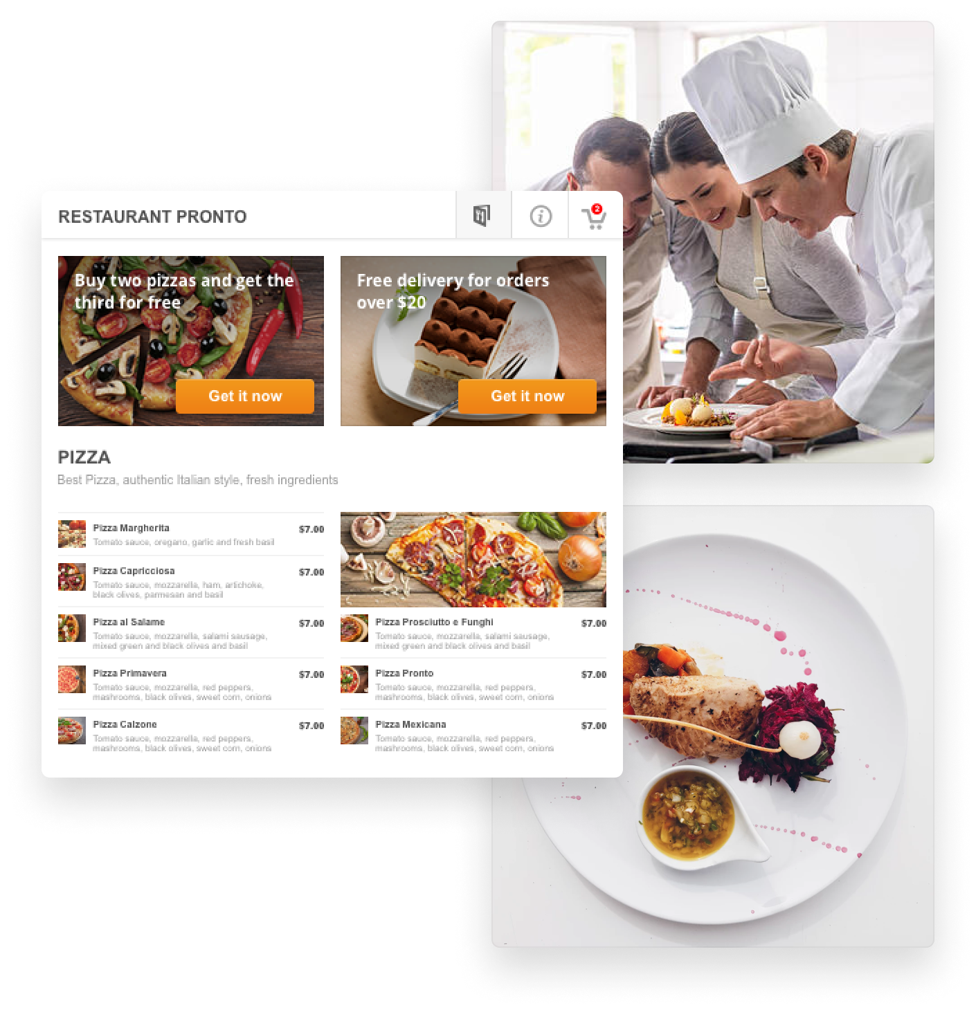 Botón de menú de Facebook para restaurantes